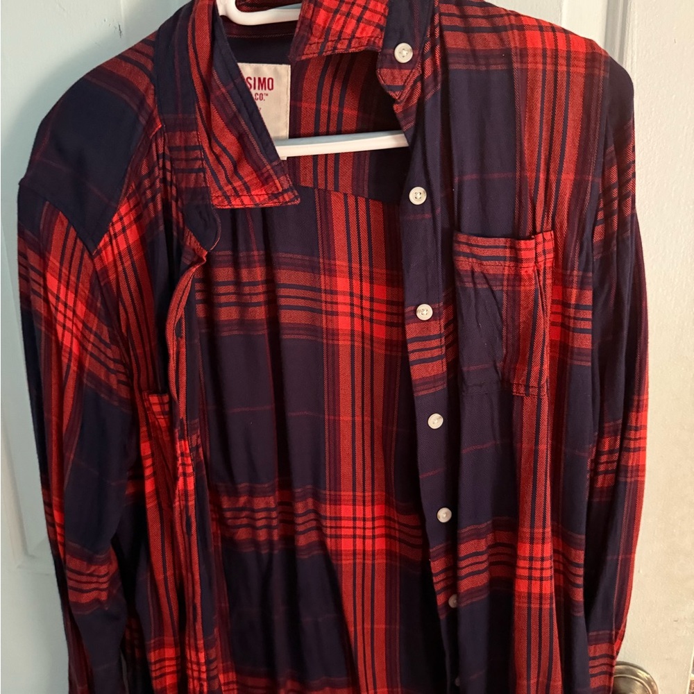 Mossimo Supply Co. Men's Red and Black Checkered Shirt